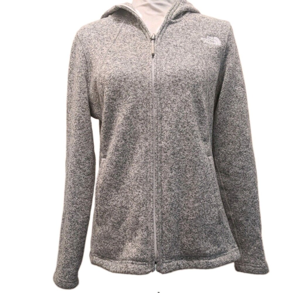 North Face Gray Heather Women Full Zip Hoodie Sweater Jacket Medium